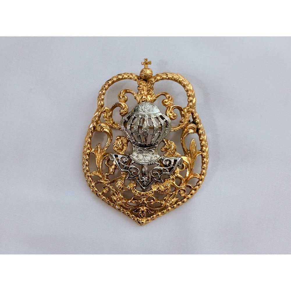 Vintage ART Signed Knight Coat Of Arms Heraldic Brooch Arthur Pepper 1950s - 60s